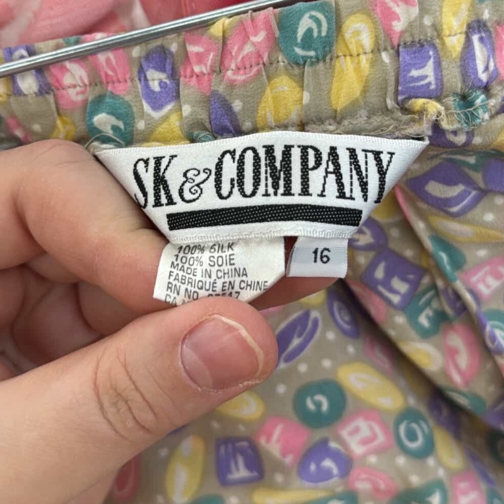 Vintage | SK & Company | Pink and Yellow Midi Pencil Skirt